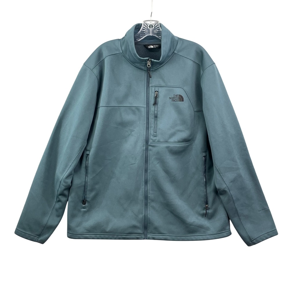 The North Face Softshell Jacket Mens XL Blue Gray Full Zip Fleece Lined Outdoor